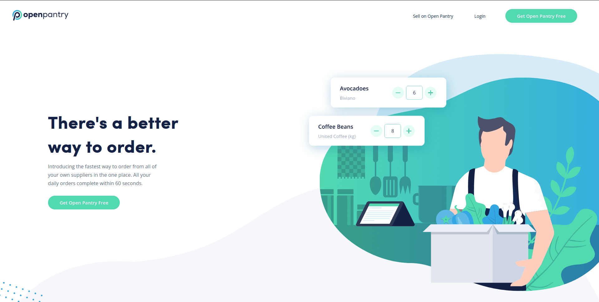 OpenPantry landing page introducing the B2B SaaS product